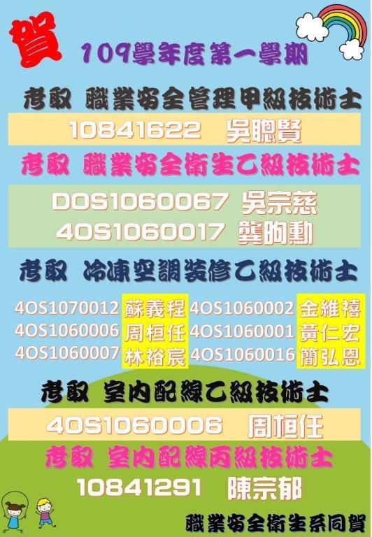 賀!109-1本系證照考取名單-part2